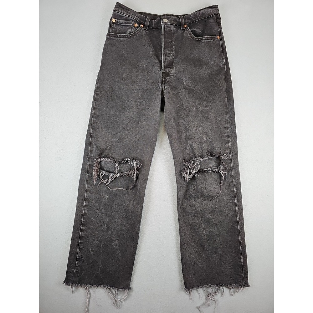 Levi's Black Distressed Ankle Crop Jeans